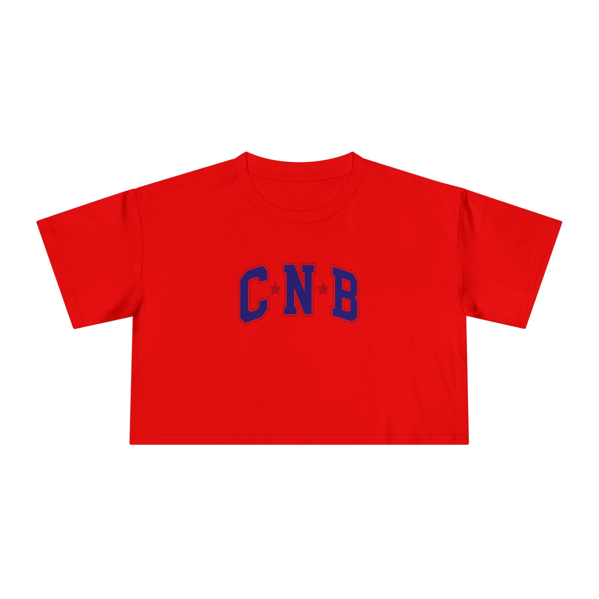 Crop Tee - C N B Varsity Letters Crop Top, Collegiate Casual