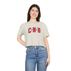 Crop Tee - C N B Varsity Letters Crop Top, Collegiate Casual
