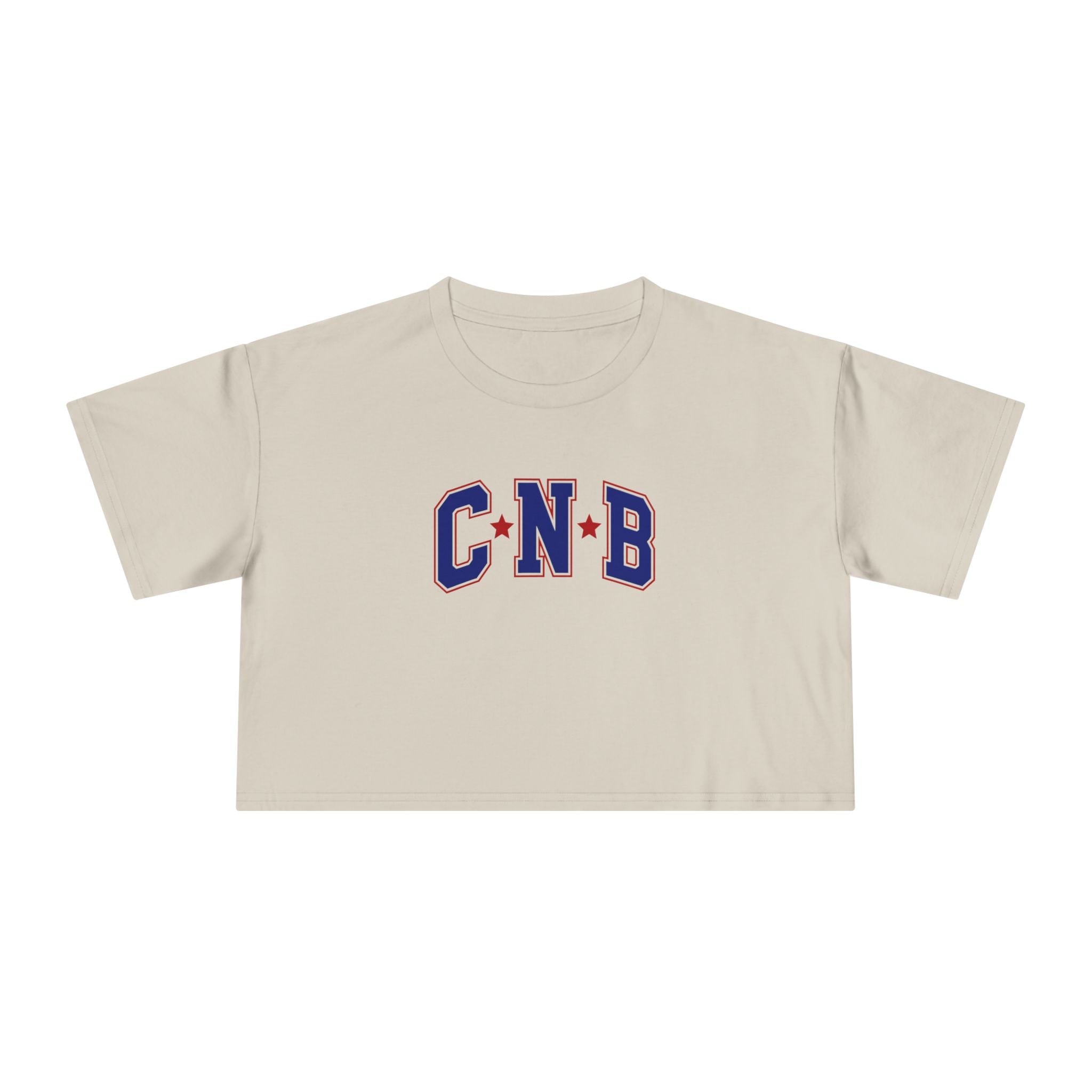 Crop Tee - C N B Varsity Letters Crop Top, Collegiate Casual