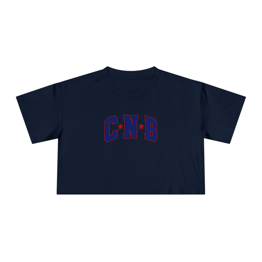 Crop Tee - C N B Varsity Letters Crop Top, Collegiate Casual