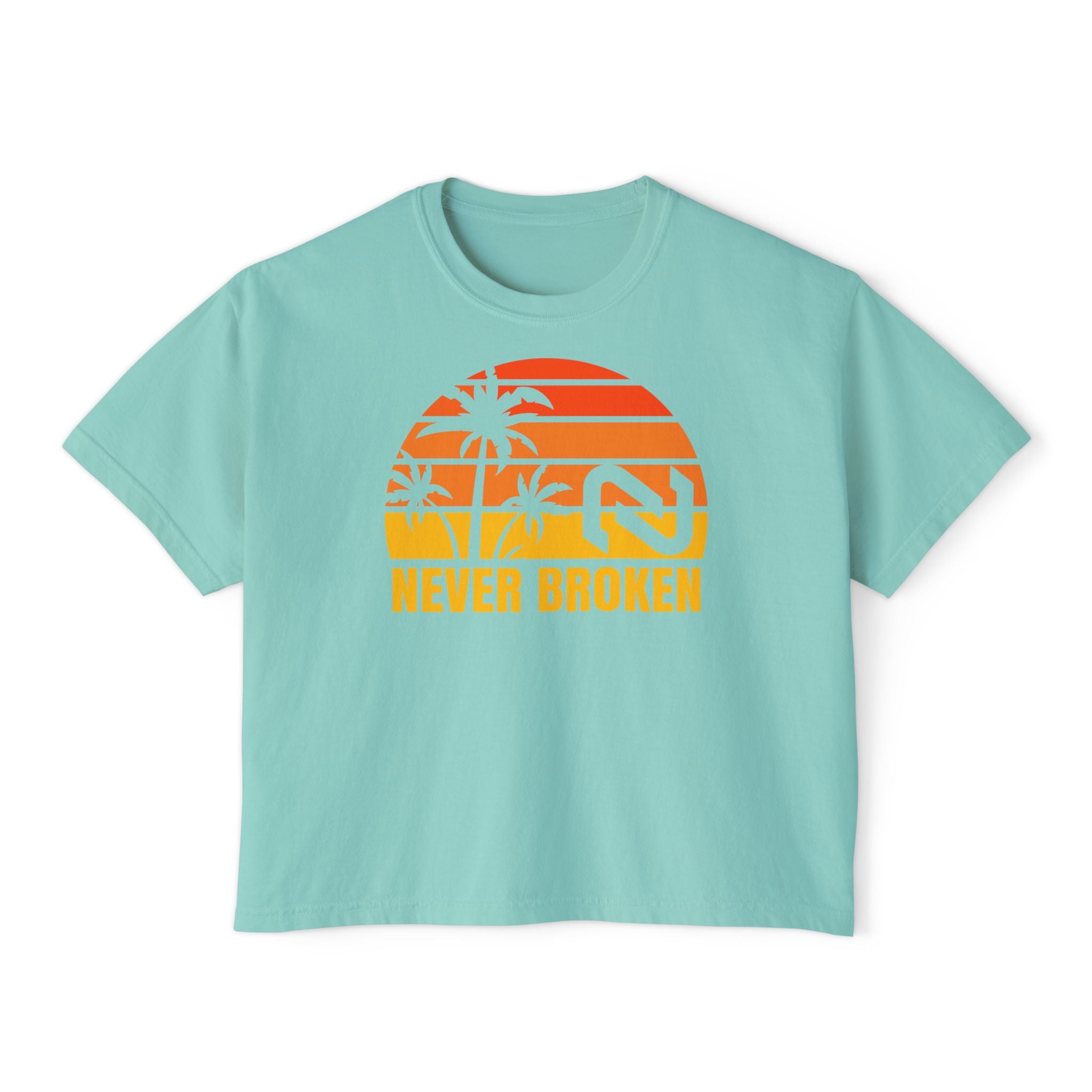 Never Broken Sunset Tee — Women's Boxy Crop