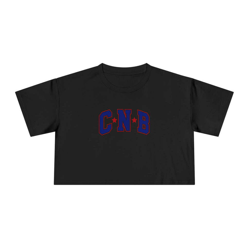 Crop Tee - C N B Varsity Letters Crop Top, Collegiate Casual