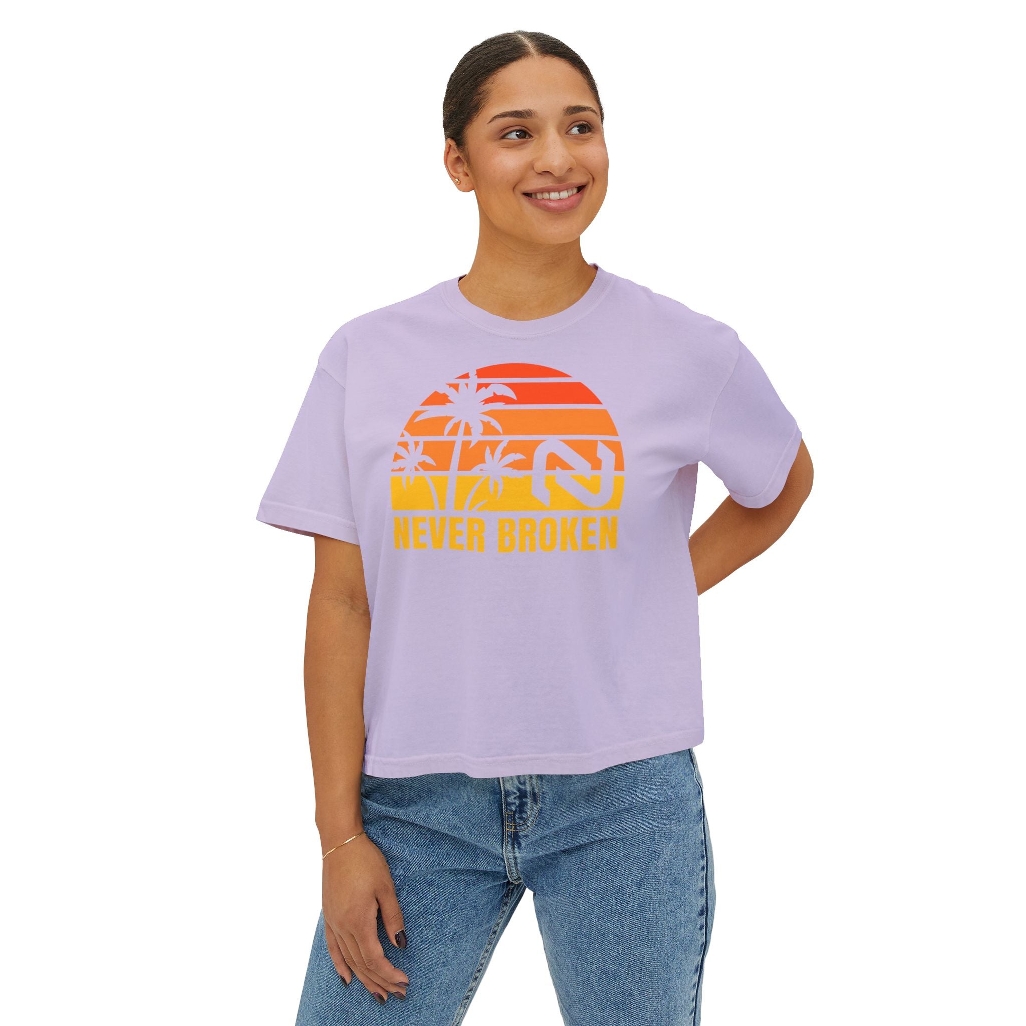 Never Broken Sunset Tee — Women's Boxy Crop