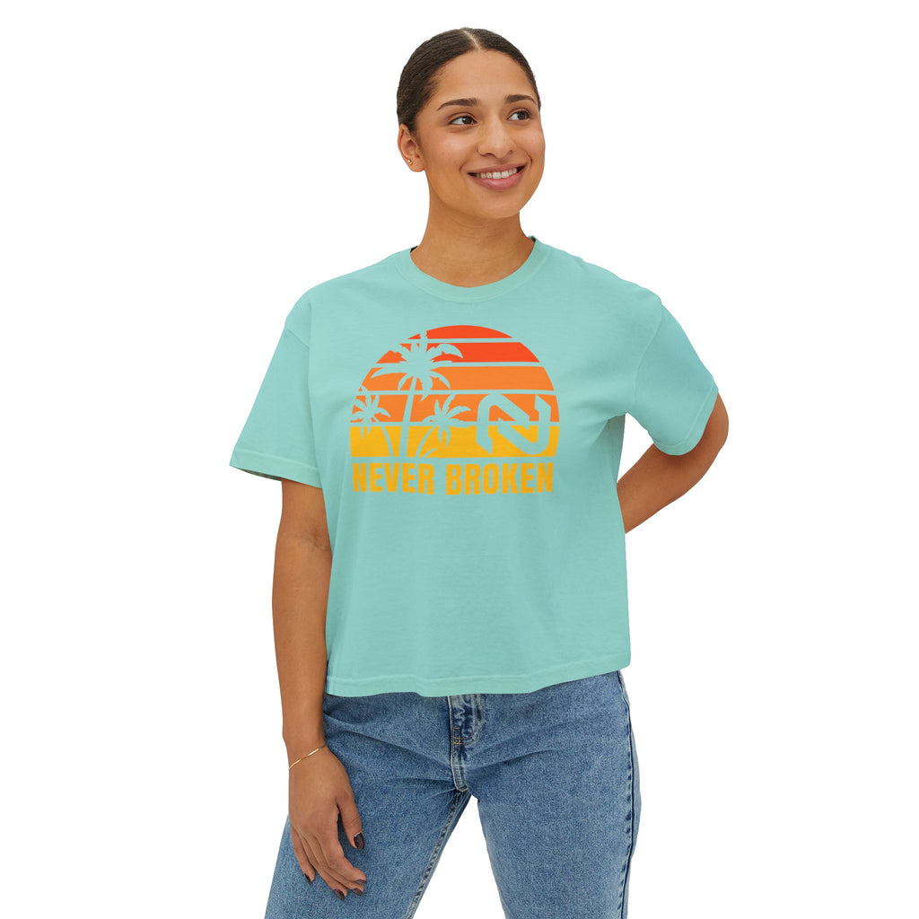 Never Broken Sunset Tee — Women's Boxy Crop
