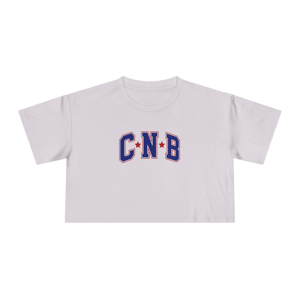 Crop Tee - C N B Varsity Letters Crop Top, Collegiate Casual