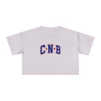 Crop Tee - C N B Varsity Letters Crop Top, Collegiate Casual