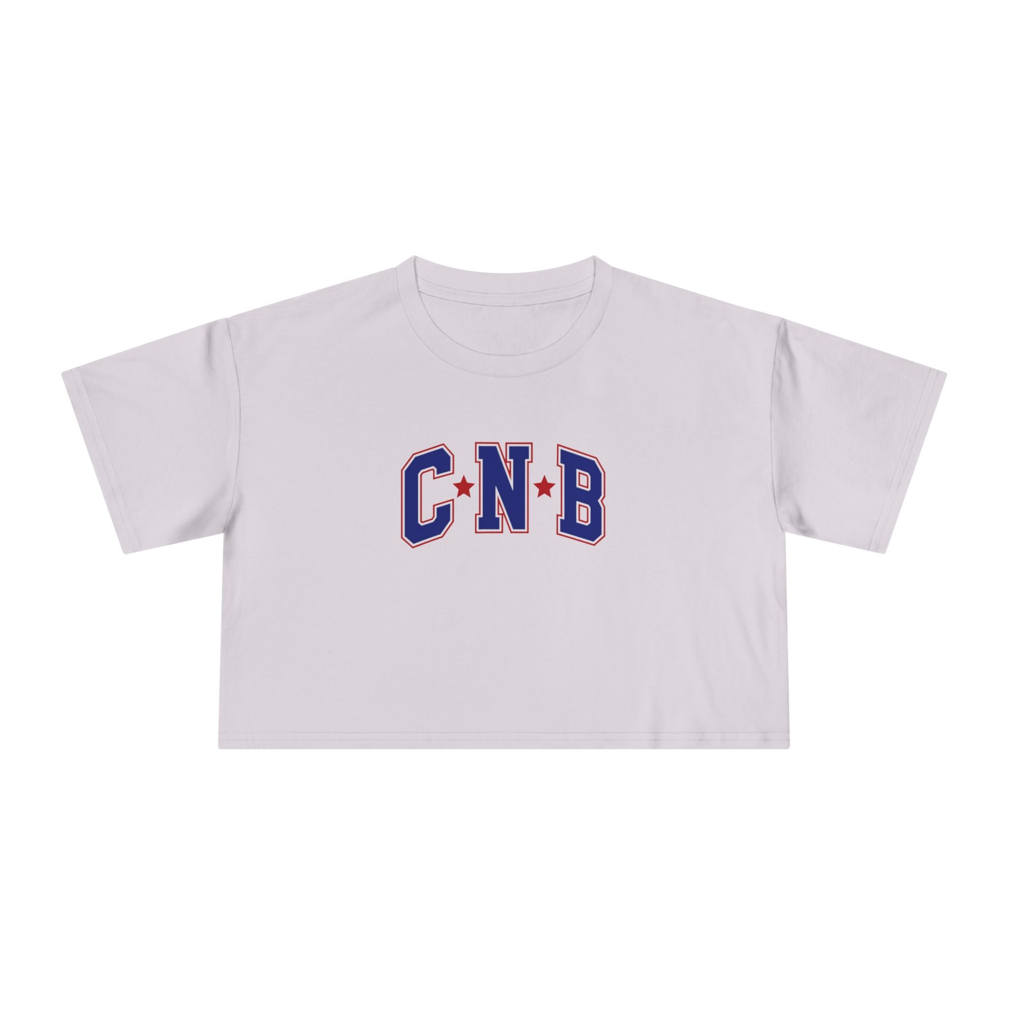 Crop Tee - C N B Varsity Letters Crop Top, Collegiate Casual