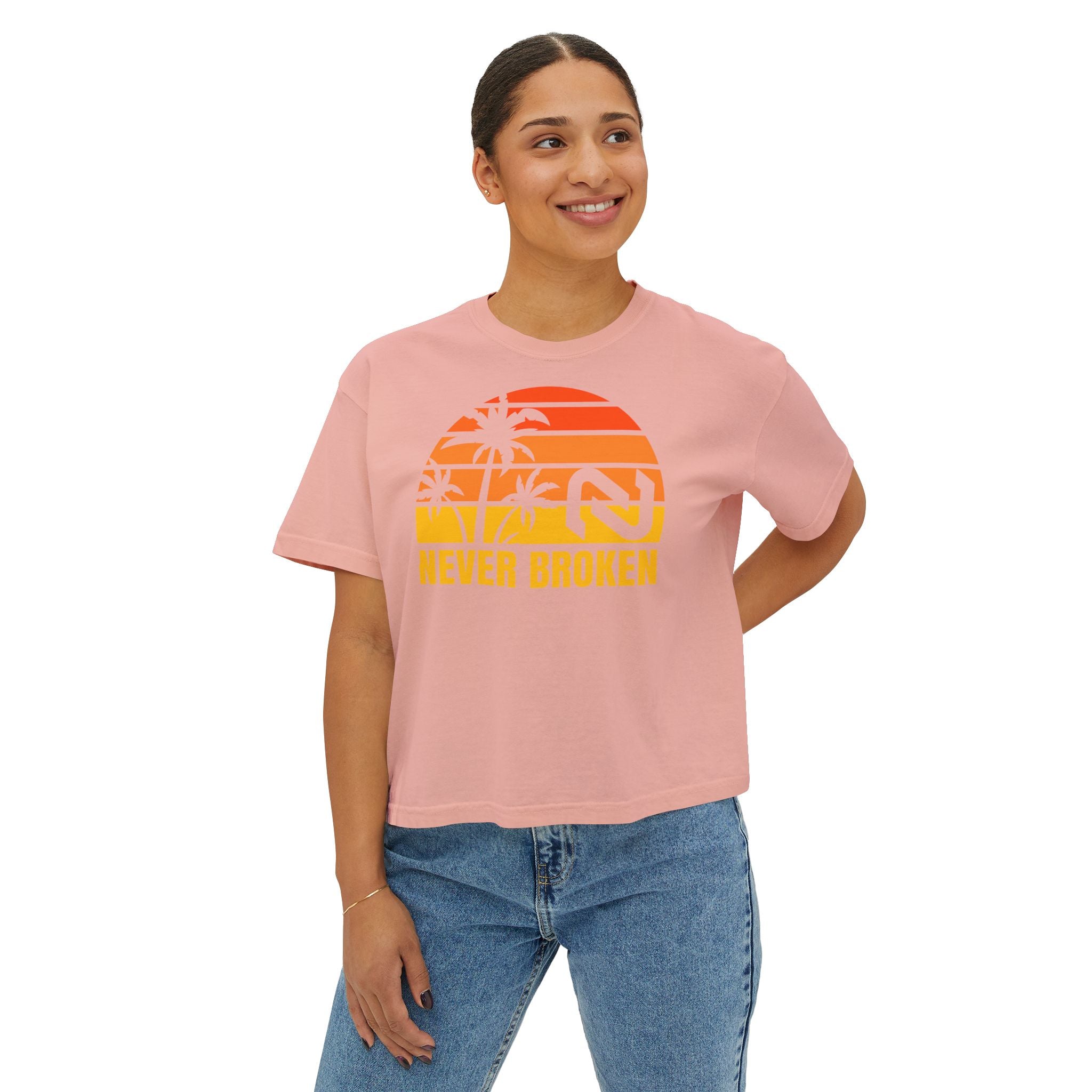 Never Broken Sunset Tee — Women's Boxy Crop