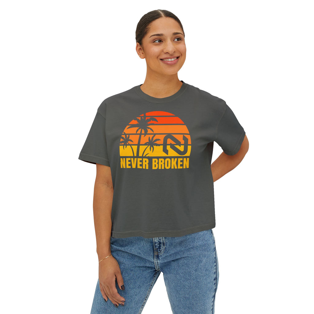 Never Broken Sunset Tee — Women's Boxy Crop