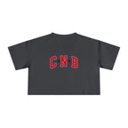Crop Tee - C N B Varsity Letters Crop Top, Collegiate Casual