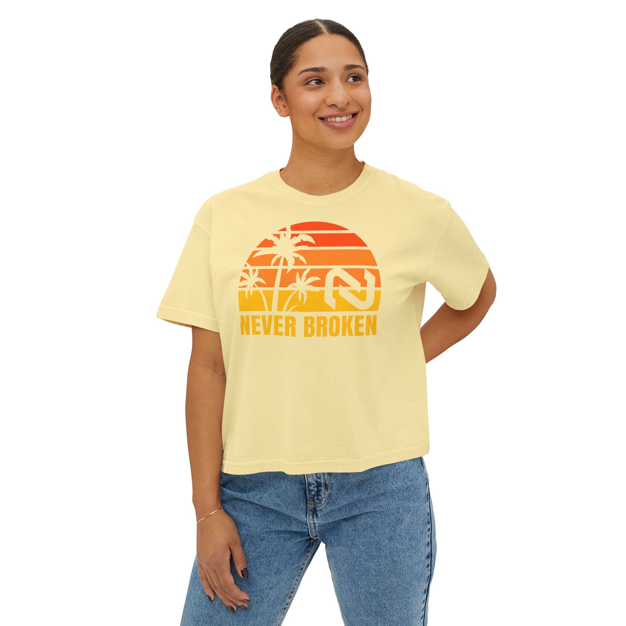 Never Broken Sunset Tee — Women's Boxy Crop