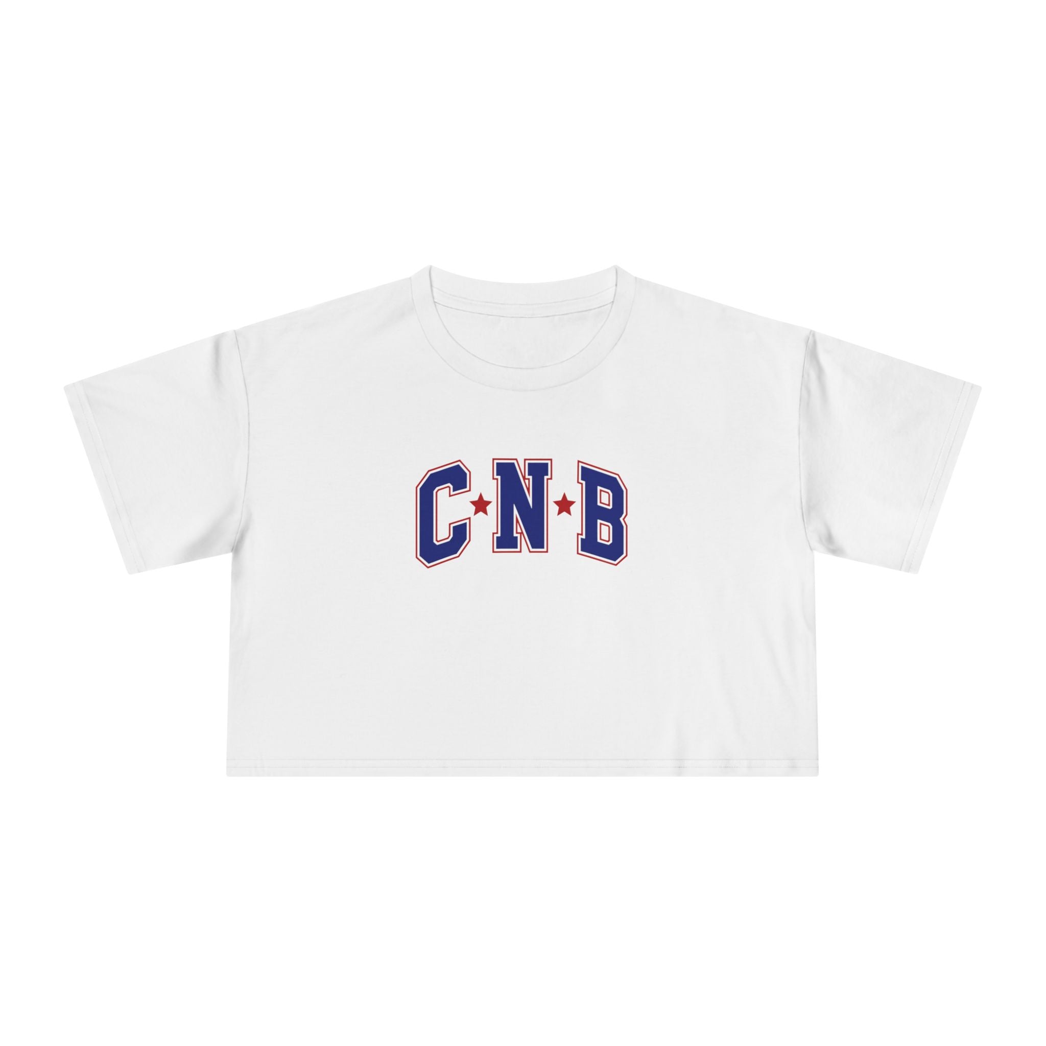 Crop Tee - C N B Varsity Letters Crop Top, Collegiate Casual